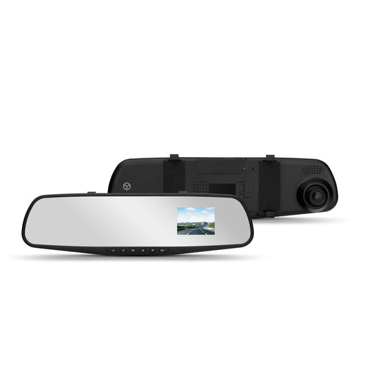 720P Mirror Roadcam, Add-On Rear View Mirror & HD Dash Cam 2-In-1, 2.4" LCD Monitor
